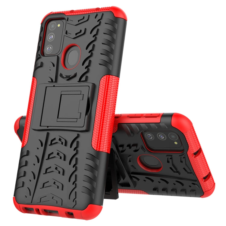 For Galaxy M31 Tire Texture Shockproof TPU+PC Protective Case with Holder
