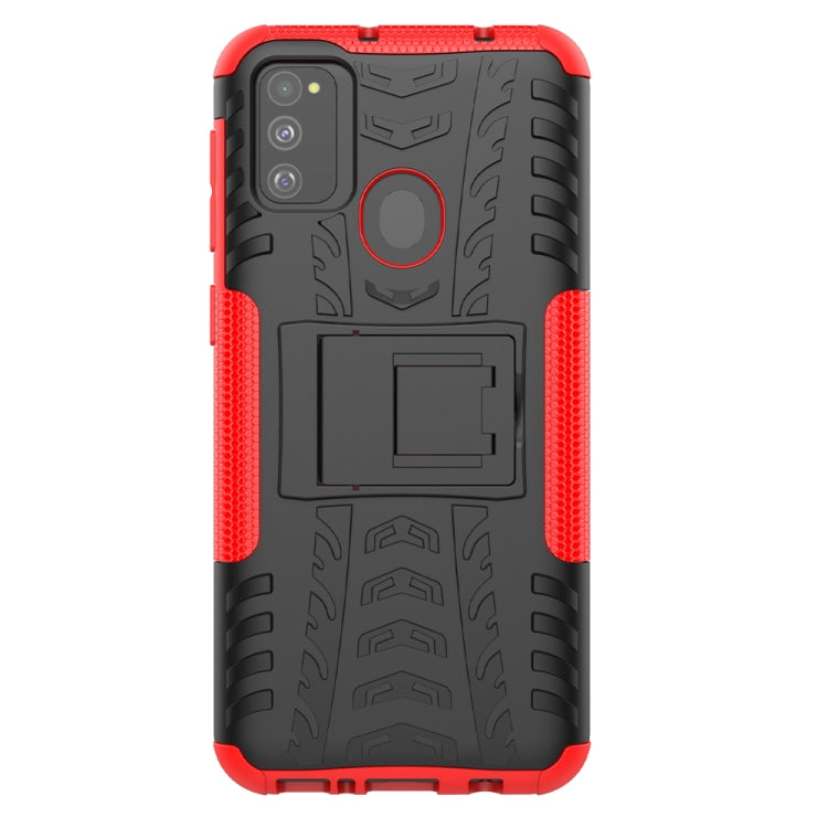 For Galaxy M31 Tire Texture Shockproof TPU+PC Protective Case with Holder