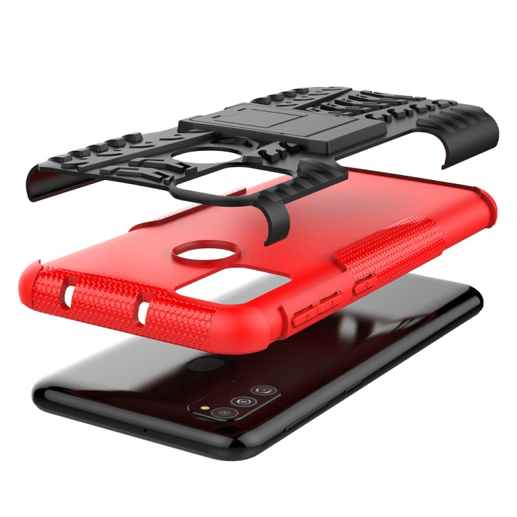 For Galaxy M31 Tire Texture Shockproof TPU+PC Protective Case with Holder