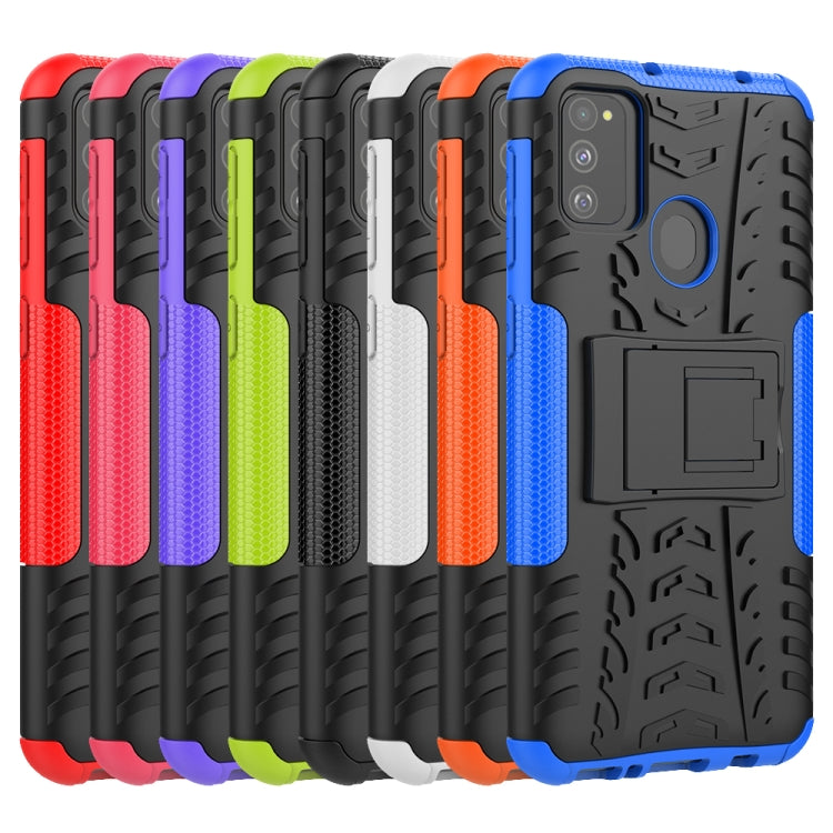 For Galaxy M31 Tire Texture Shockproof TPU+PC Protective Case with Holder