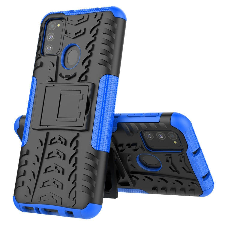 For Galaxy M31 Tire Texture Shockproof TPU+PC Protective Case with Holder