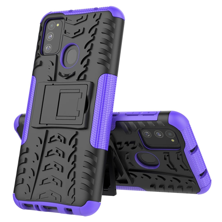 For Galaxy M31 Tire Texture Shockproof TPU+PC Protective Case with Holder