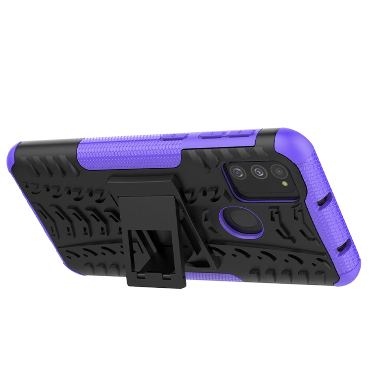 For Galaxy M31 Tire Texture Shockproof TPU+PC Protective Case with Holder