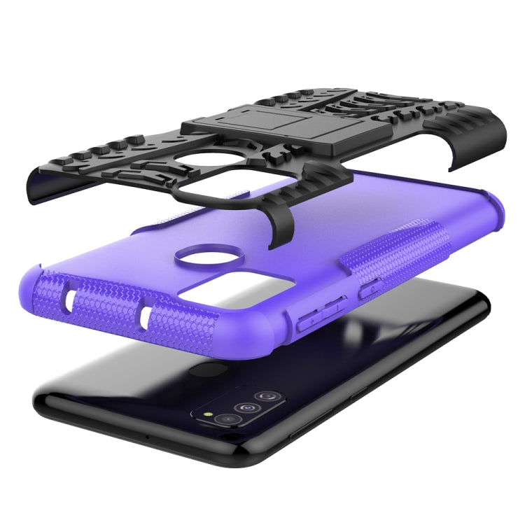 For Galaxy M31 Tire Texture Shockproof TPU+PC Protective Case with Holder