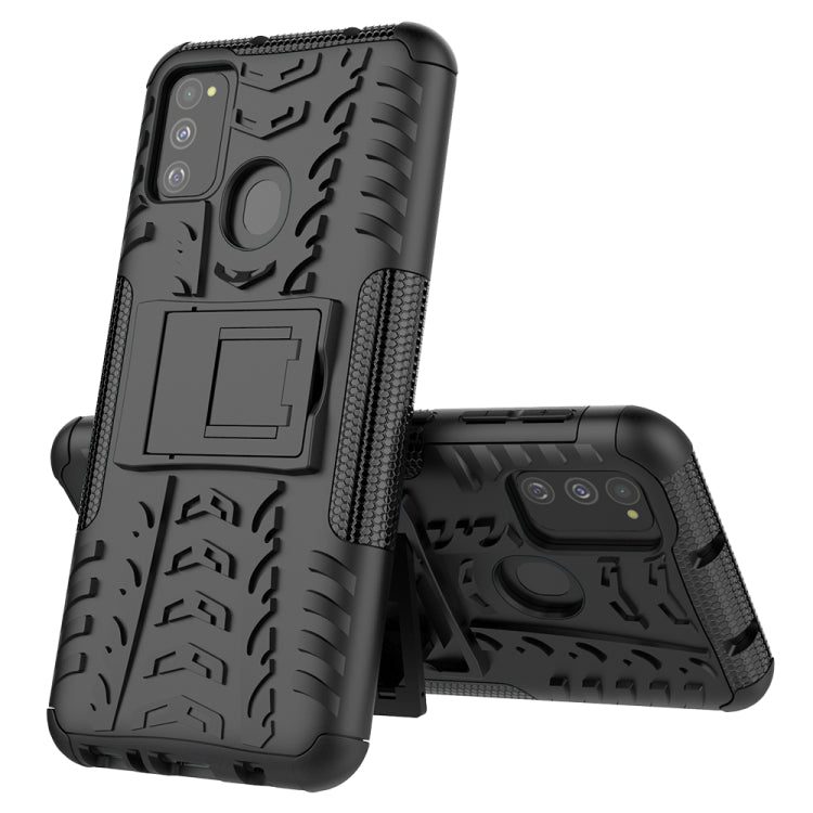 For Galaxy M31 Tire Texture Shockproof TPU+PC Protective Case with Holder