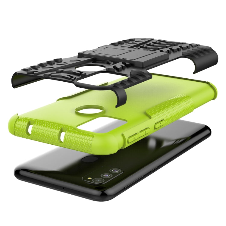 For Galaxy M31 Tire Texture Shockproof TPU+PC Protective Case with Holder