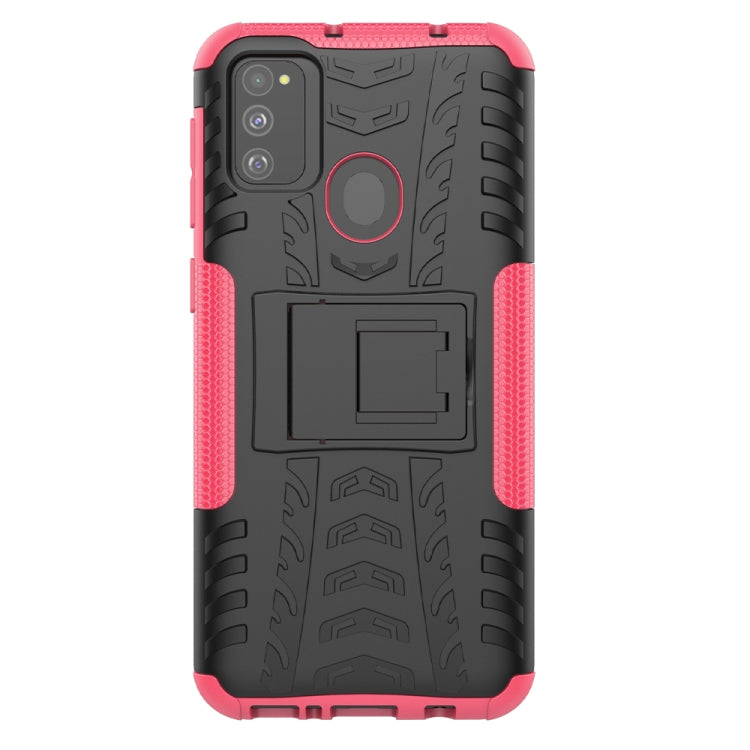 For Galaxy M31 Tire Texture Shockproof TPU+PC Protective Case with Holder