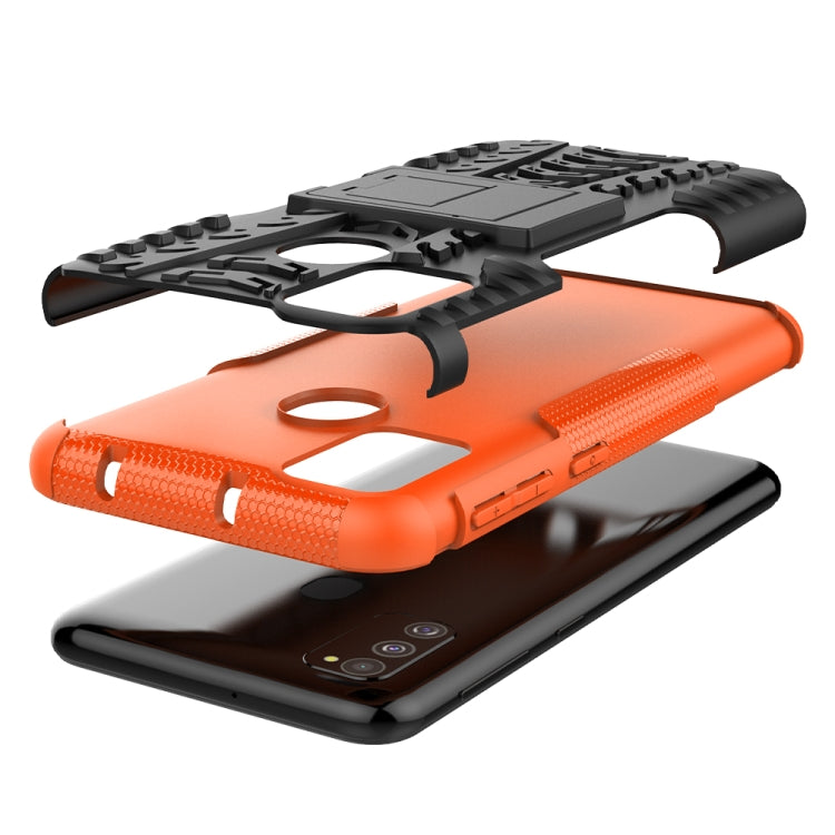 For Galaxy M31 Tire Texture Shockproof TPU+PC Protective Case with Holder