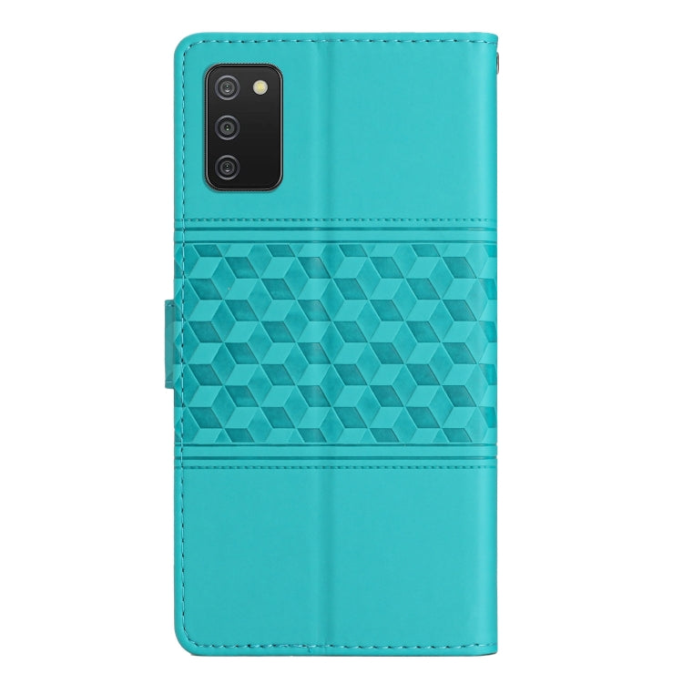 For Samsung Galaxy A02s EU Edition Diamond Embossed Skin Feel Leather Phone Case with Lanyard