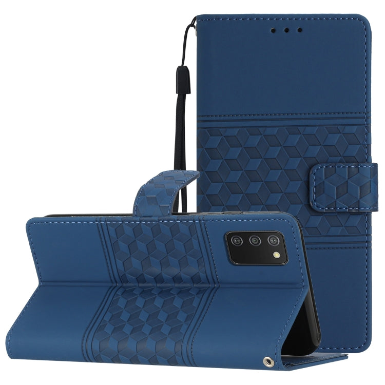 For Samsung Galaxy A02s EU Edition Diamond Embossed Skin Feel Leather Phone Case with Lanyard