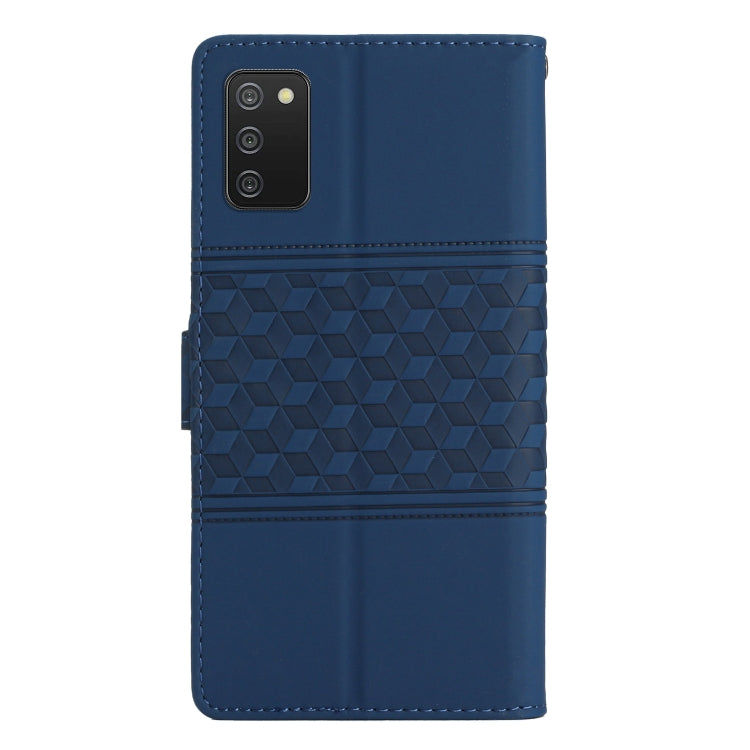 For Samsung Galaxy A02s EU Edition Diamond Embossed Skin Feel Leather Phone Case with Lanyard