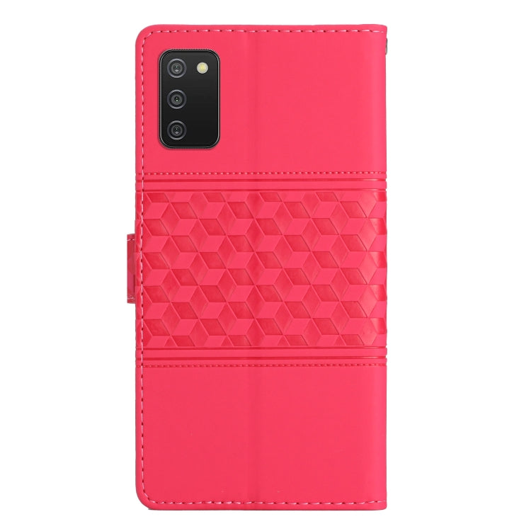 For Samsung Galaxy A02s EU Edition Diamond Embossed Skin Feel Leather Phone Case with Lanyard