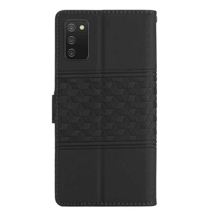 For Samsung Galaxy A02s EU Edition Diamond Embossed Skin Feel Leather Phone Case with Lanyard