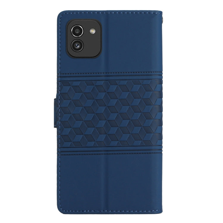 For Samsung Galaxy A03 Diamond Embossed Skin Feel Leather Phone Case with Lanyard