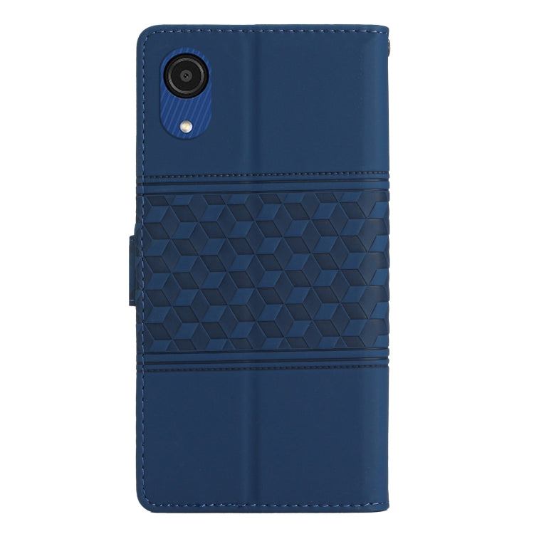 For Samsung Galaxy A03 Core Diamond Embossed Skin Feel Leather Phone Case with Lanyard