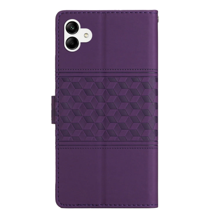 For Samsung Galaxy A04 Diamond Embossed Skin Feel Leather Phone Case with Lanyard
