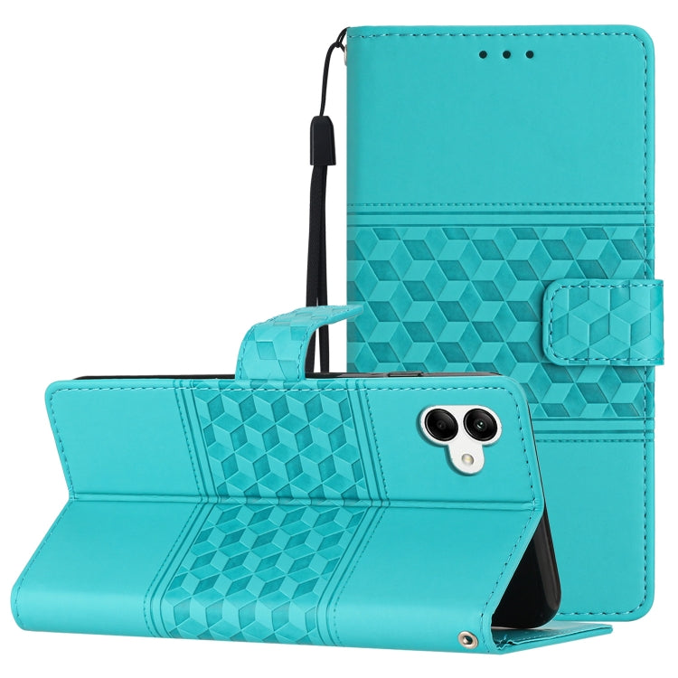 For Samsung Galaxy A04 Diamond Embossed Skin Feel Leather Phone Case with Lanyard