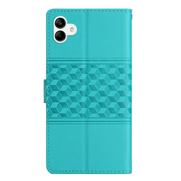 For Samsung Galaxy A04 Diamond Embossed Skin Feel Leather Phone Case with Lanyard