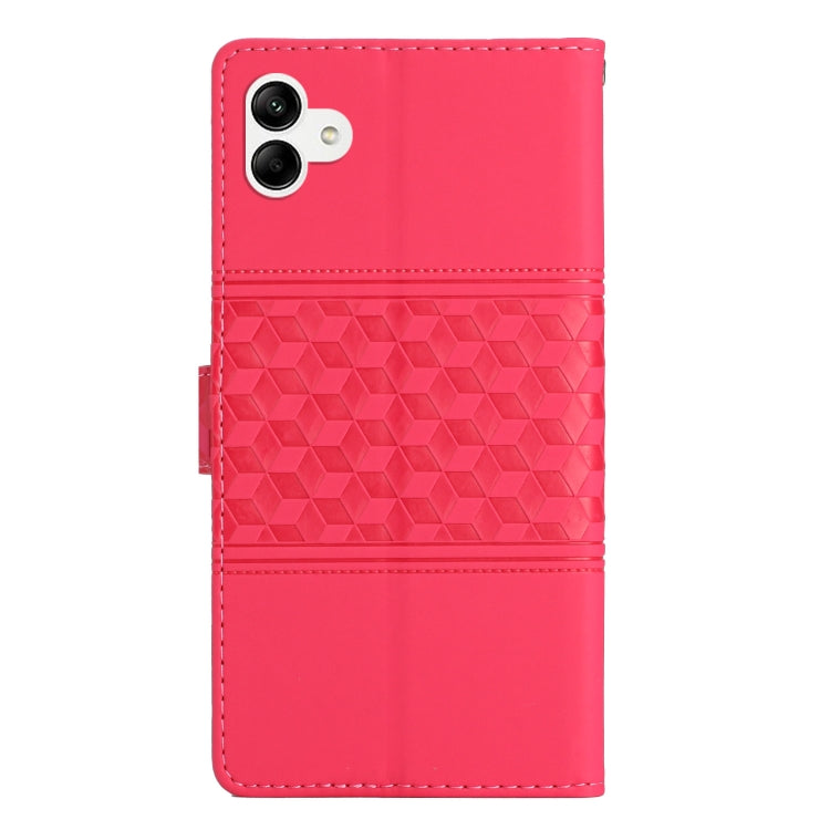 For Samsung Galaxy A04 Diamond Embossed Skin Feel Leather Phone Case with Lanyard