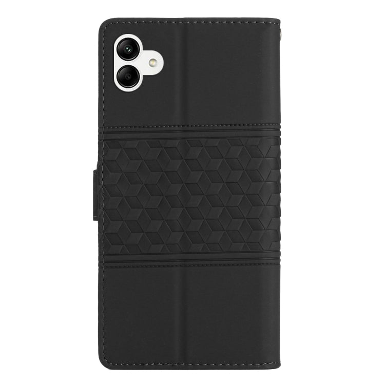 For Samsung Galaxy A04 Diamond Embossed Skin Feel Leather Phone Case with Lanyard