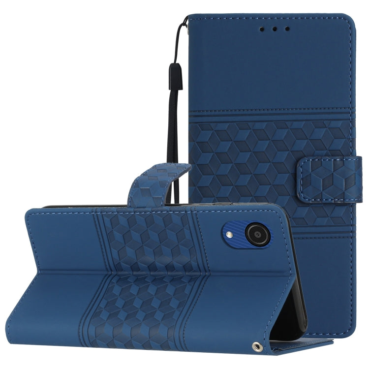 For Samsung Galaxy A04 Core Diamond Embossed Skin Feel Leather Phone Case with Lanyard