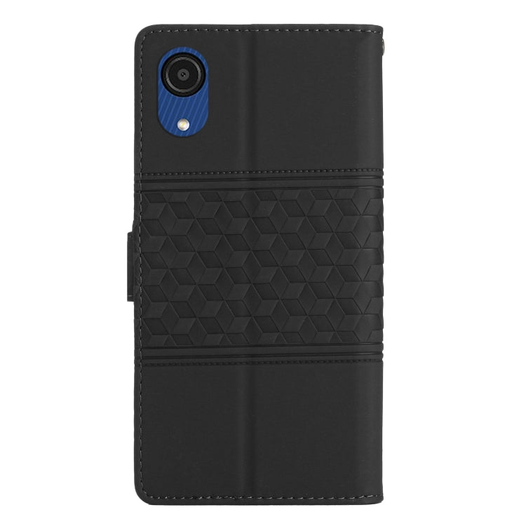 For Samsung Galaxy A04 Core Diamond Embossed Skin Feel Leather Phone Case with Lanyard