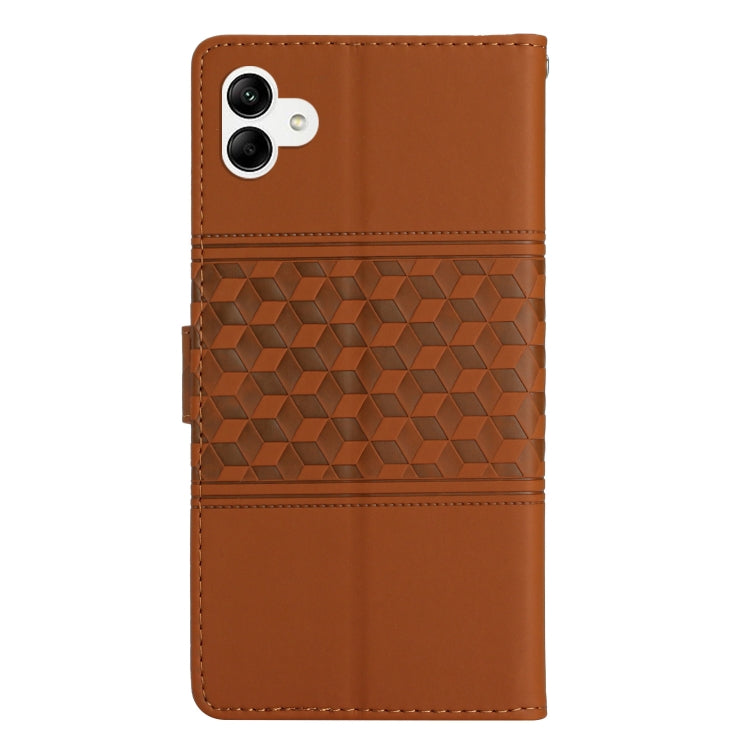 For Samsung Galaxy A04e Diamond Embossed Skin Feel Leather Phone Case with Lanyard