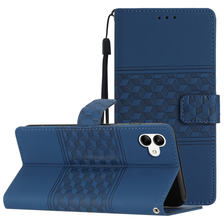 For Samsung Galaxy A04e Diamond Embossed Skin Feel Leather Phone Case with Lanyard