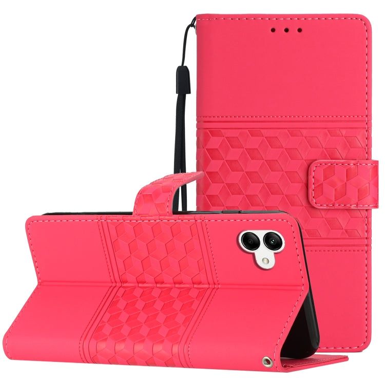 For Samsung Galaxy A04e Diamond Embossed Skin Feel Leather Phone Case with Lanyard