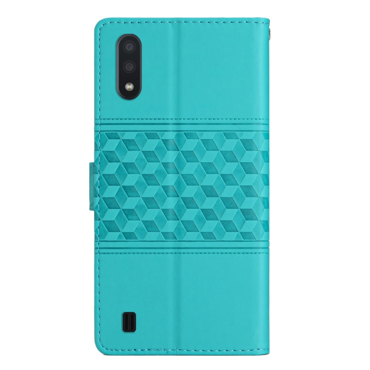 For Samsung Galaxy A10 / M10 Diamond Embossed Skin Feel Leather Phone Case with Lanyard