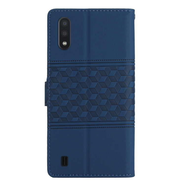 For Samsung Galaxy A10 / M10 Diamond Embossed Skin Feel Leather Phone Case with Lanyard