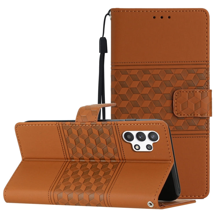 For Samsung Galaxy A13 4G Diamond Embossed Skin Feel Leather Phone Case with Lanyard
