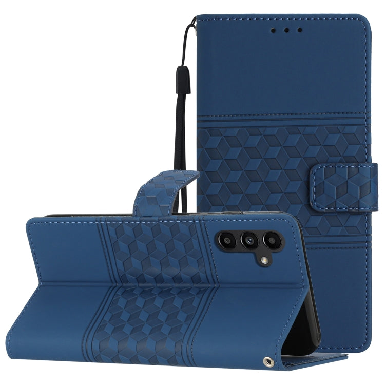 For Samsung Galaxy A13 5G Diamond Embossed Skin Feel Leather Phone Case with Lanyard