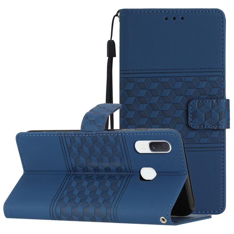 For Samsung Galaxy A20 / A30 Diamond Embossed Skin Feel Leather Phone Case with Lanyard