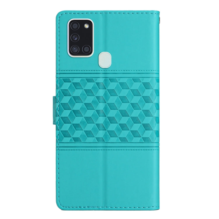 For Samsung Galaxy A20S Diamond Embossed Skin Feel Leather Phone Case with Lanyard