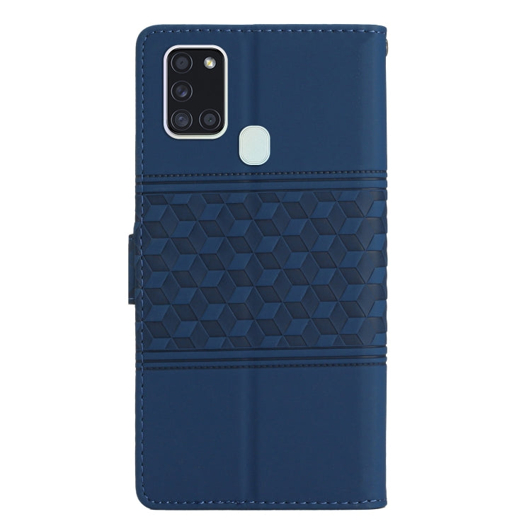For Samsung Galaxy A20S Diamond Embossed Skin Feel Leather Phone Case with Lanyard