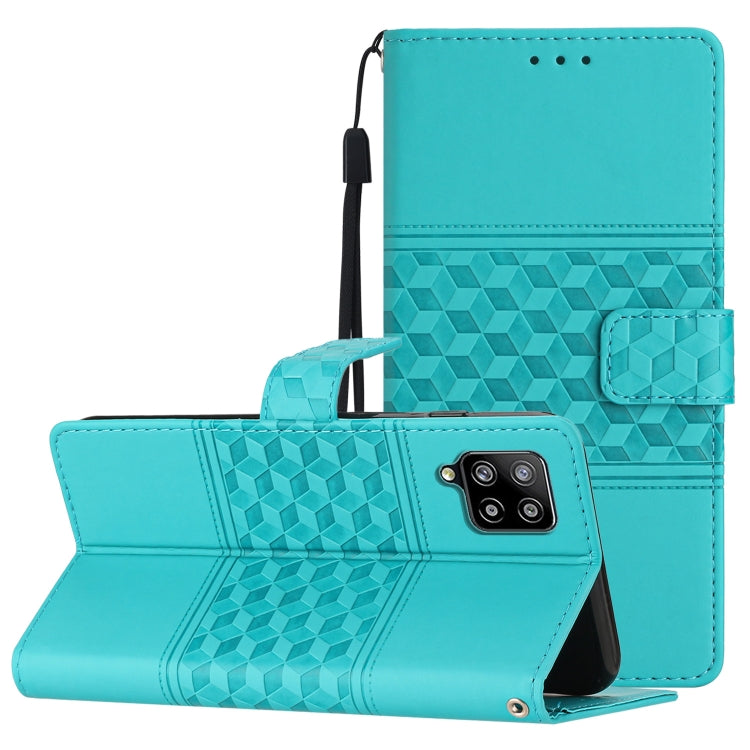 For Samsung Galaxy A22 4G Diamond Embossed Skin Feel Leather Phone Case with Lanyard