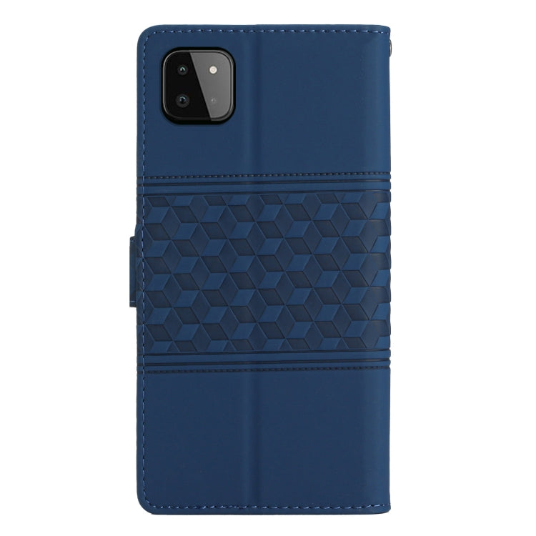 For Samsung Galaxy A22 5G Diamond Embossed Skin Feel Leather Phone Case with Lanyard