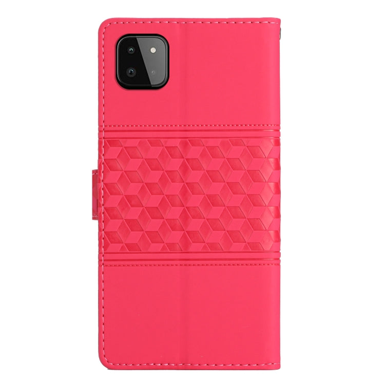 For Samsung Galaxy A22 5G Diamond Embossed Skin Feel Leather Phone Case with Lanyard