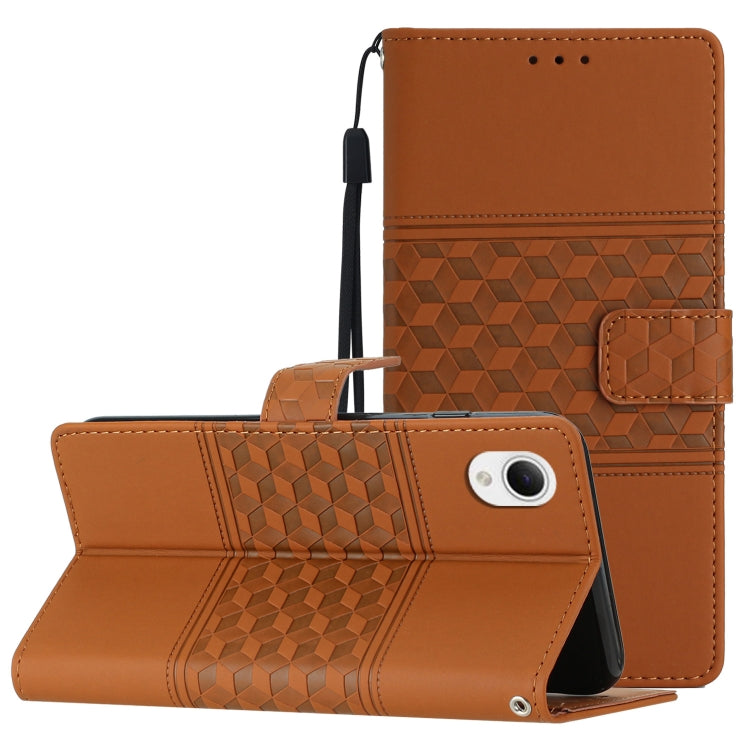 For Samsung Galaxy A23e / A23s Diamond Embossed Skin Feel Leather Phone Case with Lanyard