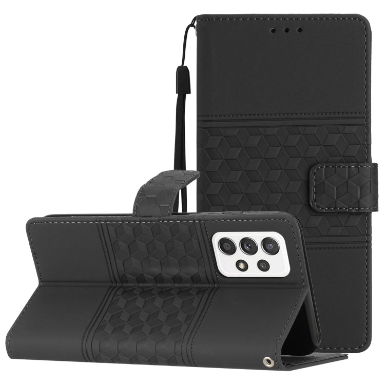 For Samsung Galaxy A32 4G Diamond Embossed Skin Feel Leather Phone Case with Lanyard