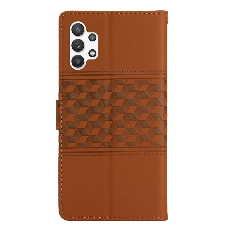 For Samsung Galaxy A32 5G Diamond Embossed Skin Feel Leather Phone Case with Lanyard