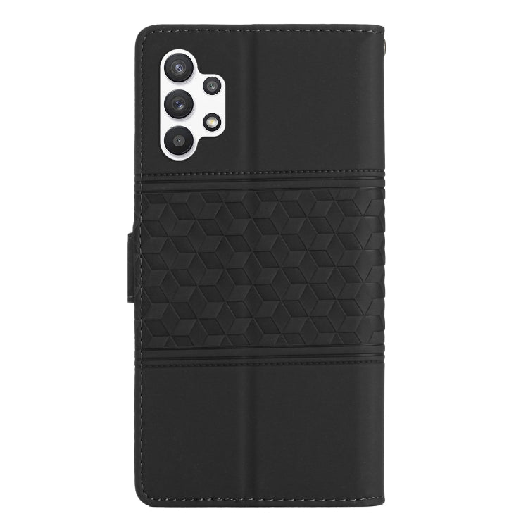 For Samsung Galaxy A32 5G Diamond Embossed Skin Feel Leather Phone Case with Lanyard