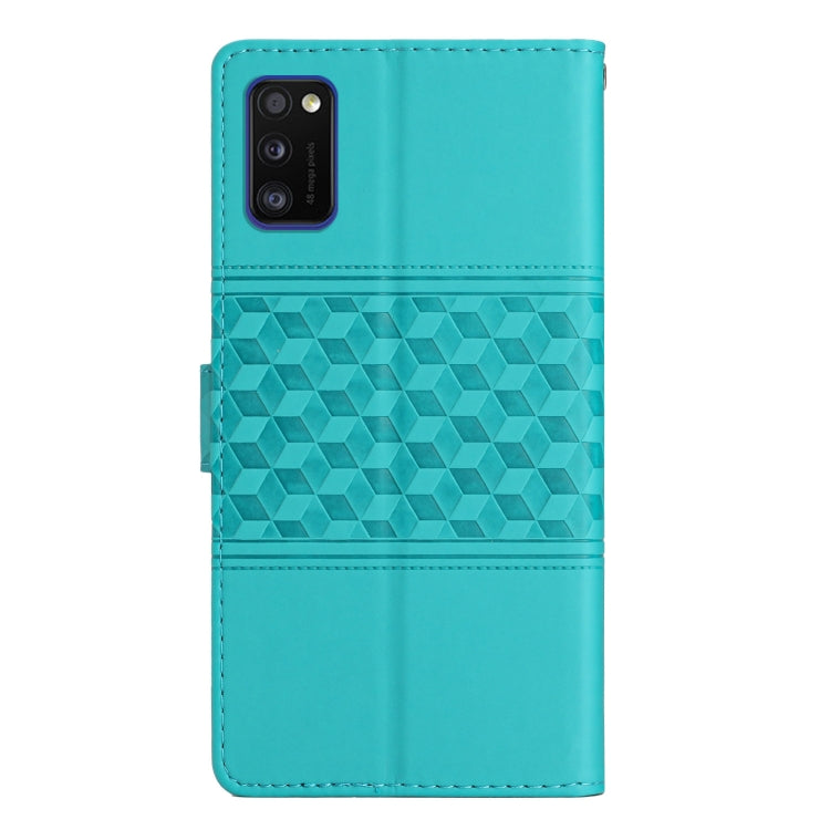 For Samsung Galaxy A41 Diamond Embossed Skin Feel Leather Phone Case with Lanyard