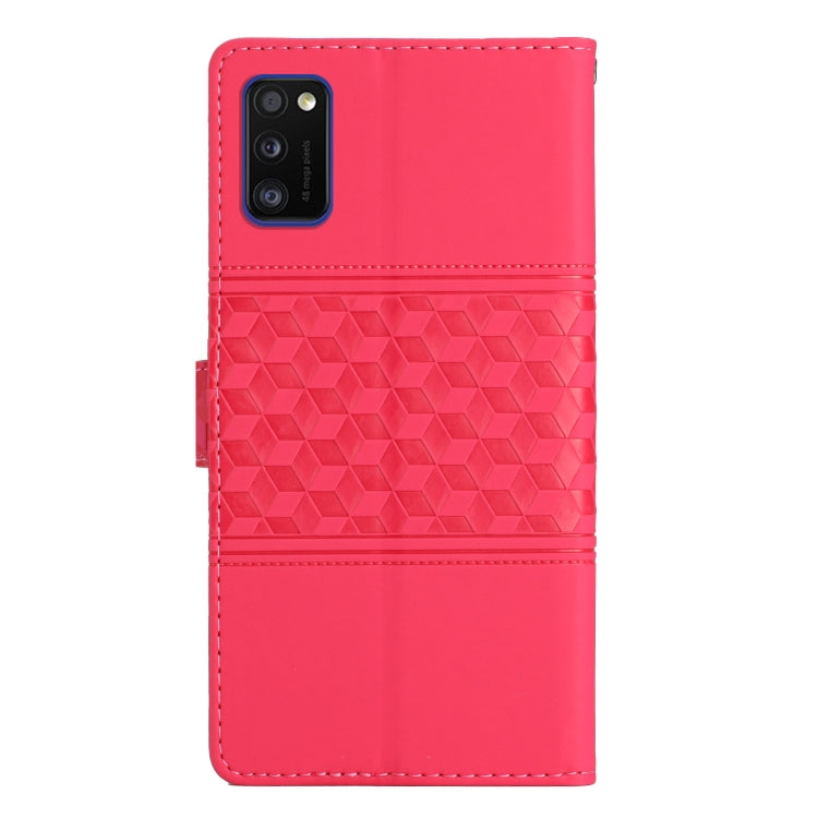 For Samsung Galaxy A41 Diamond Embossed Skin Feel Leather Phone Case with Lanyard