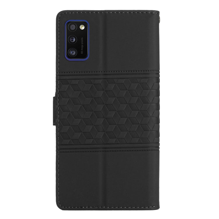 For Samsung Galaxy A41 Diamond Embossed Skin Feel Leather Phone Case with Lanyard