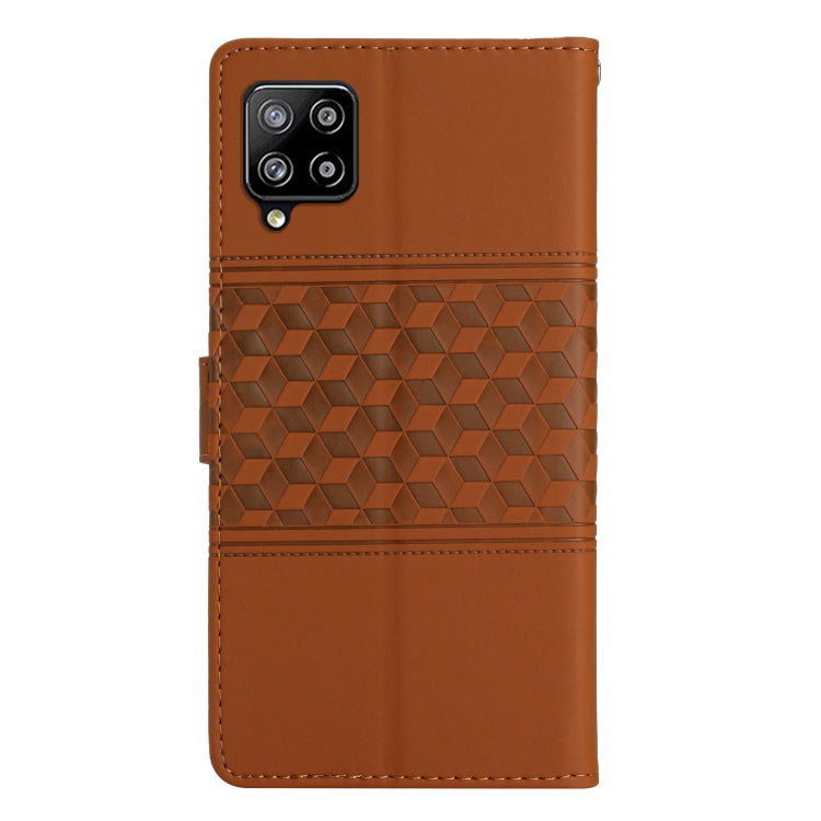 For Samsung Galaxy A42 Diamond Embossed Skin Feel Leather Phone Case with Lanyard