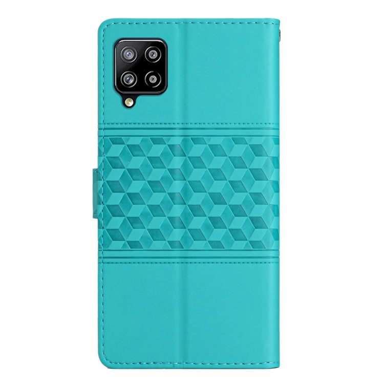 For Samsung Galaxy A42 Diamond Embossed Skin Feel Leather Phone Case with Lanyard