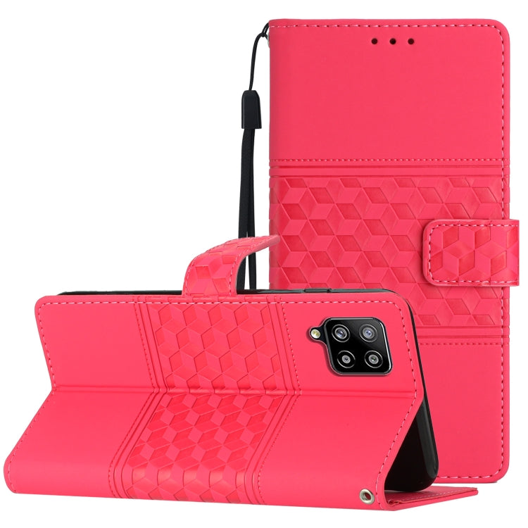 For Samsung Galaxy A42 Diamond Embossed Skin Feel Leather Phone Case with Lanyard
