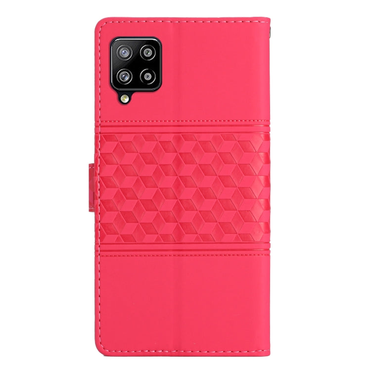 For Samsung Galaxy A42 Diamond Embossed Skin Feel Leather Phone Case with Lanyard